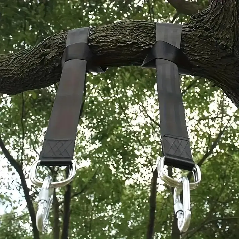 2 Safety Latches Hammock Tree Sling Set, Hammock Restraint Sling, Wear Resistant Swing Straps, Outdoor Durable Hanging Accessories for Camping Hammock & Playground Swing