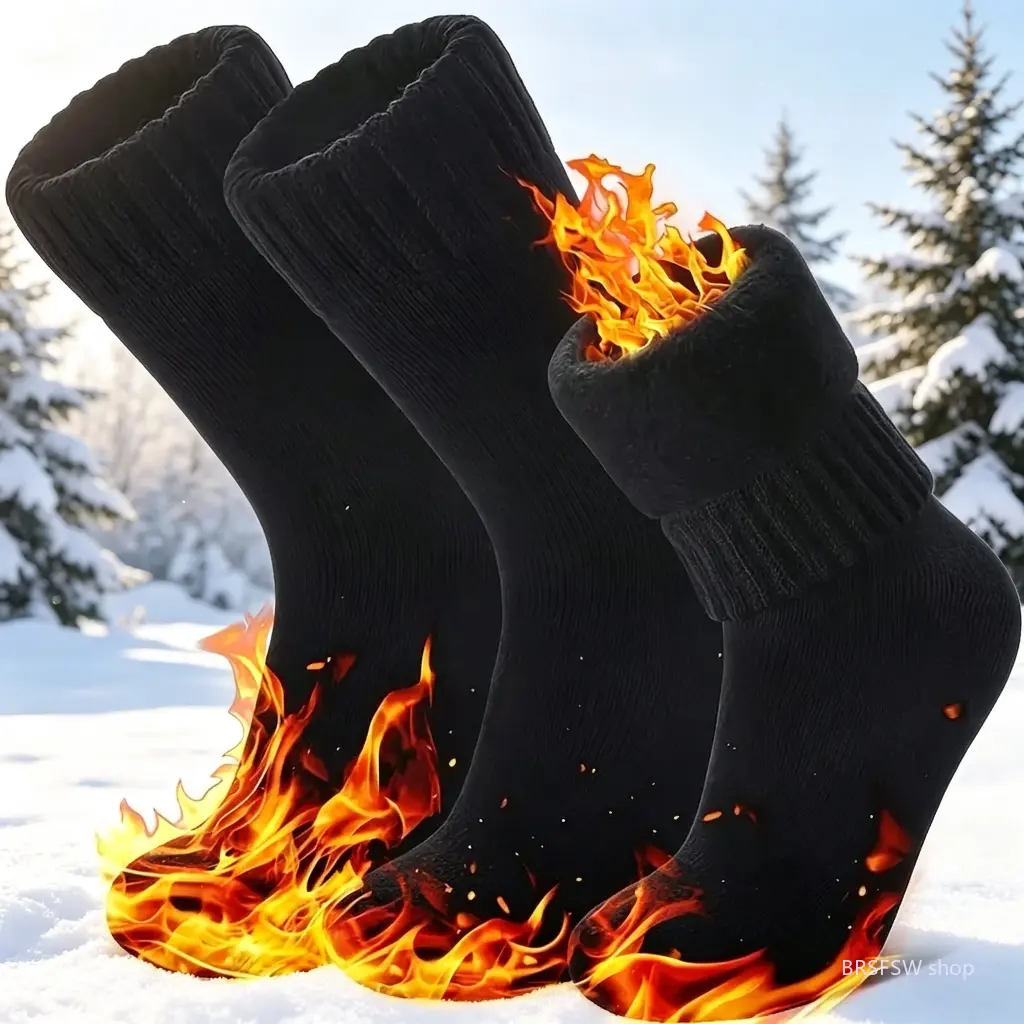 Women's Super Thermal Polyester Ski Boot Liners - Free Size, Elastic Ribbed Cuff Winter Socks for Skiing, Snowboarding Extreme Outdoor Sports