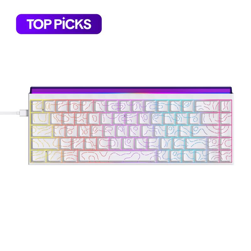 AJAZZ Mini 65% Gaming Mechanical Keyboard Red Switch 68 Key Compact Wired Office Keyboard NK68 Colorful Light Effect Ergonomic Mechanical Sense Office Artifact DIY Plug and Play Support Multiple Systems Suitable for Games, Mechanical Backlit Keyboard