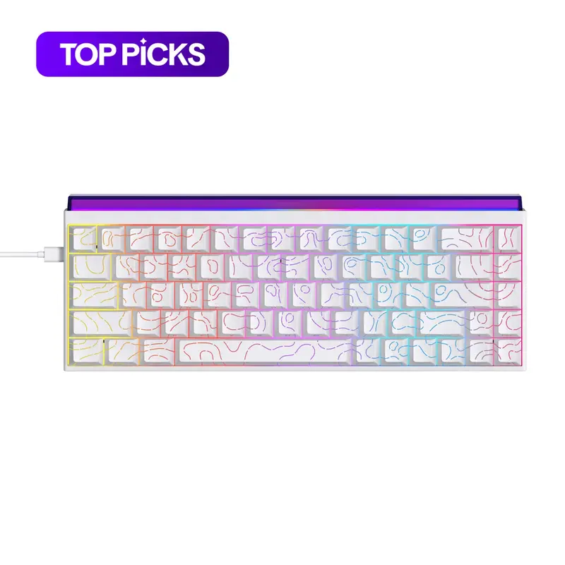 AJAZZ Mini 65% Gaming Mechanical Keyboard Red Switch 68 Key Compact Wired Office Keyboard NK68 Colorful Light Effect Ergonomic Mechanical Sense Office Artifact DIY Plug and Play Support Multiple Systems Suitable for Games, Mechanical Backlit Keyboard