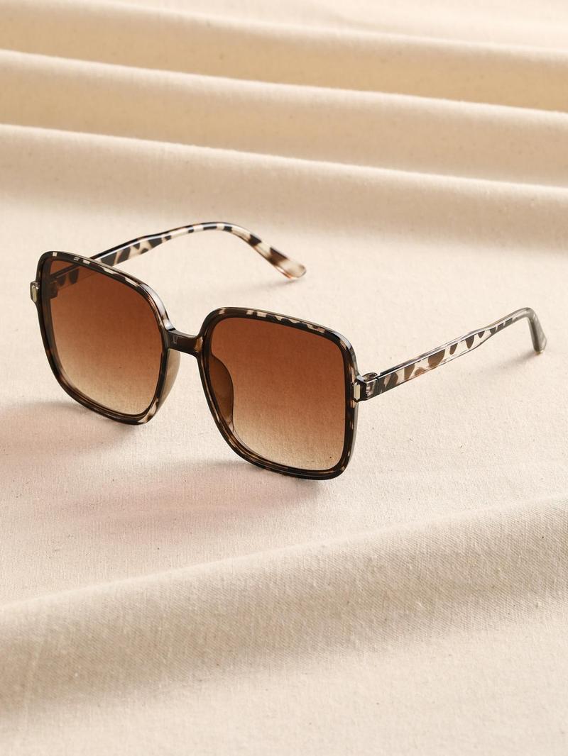 Unisex Street Trend Leopard Print Sunglasses As Summer Outfits 2024, Trendy Square Frame Sunglasses for Everyday Use, Fashionable Sunglasses, Leopard Pattern Sunglasses