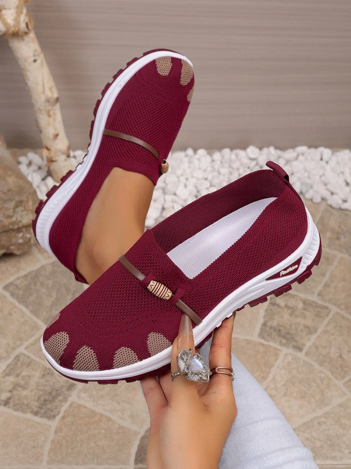 Women's Casual Slip-On Mary Jane Shoes, Lightweight Breathable Textile Upper, Rubber Sole, All-Season Comfort, Elderly Commute Footwear, Casual Slip Ons