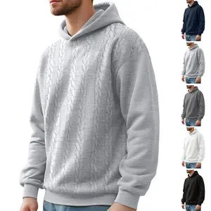 New Men's European & American Style Hooded Sweatshirt – Solid Color, Casual, Fashionable Long-Sleeve Pullover (Fall/Winter)