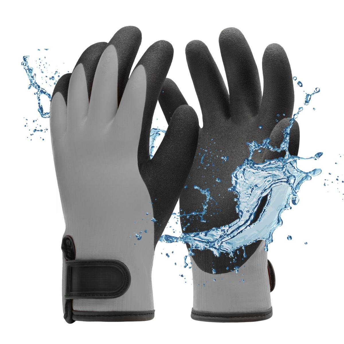 Heavy Duty Winter Gloves, Latex Fully Soaked, 100% Waterproof Gloves, Thermal Insulated Winter Dipped Gloves