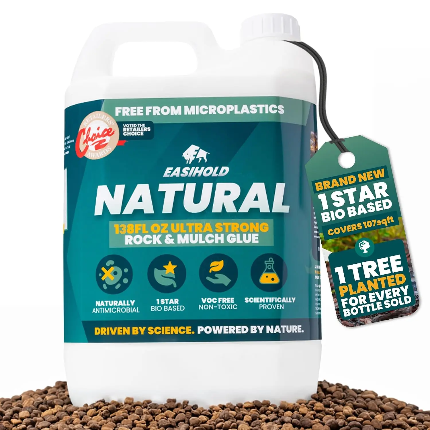 Easihold  Gravel Glue for Landscaping 1 Gallon, Rock Binder for Pea Gravel, Stones & , Clear Gravel Stabilizer for Patios, Walkways, Driveways & Garden Borders,