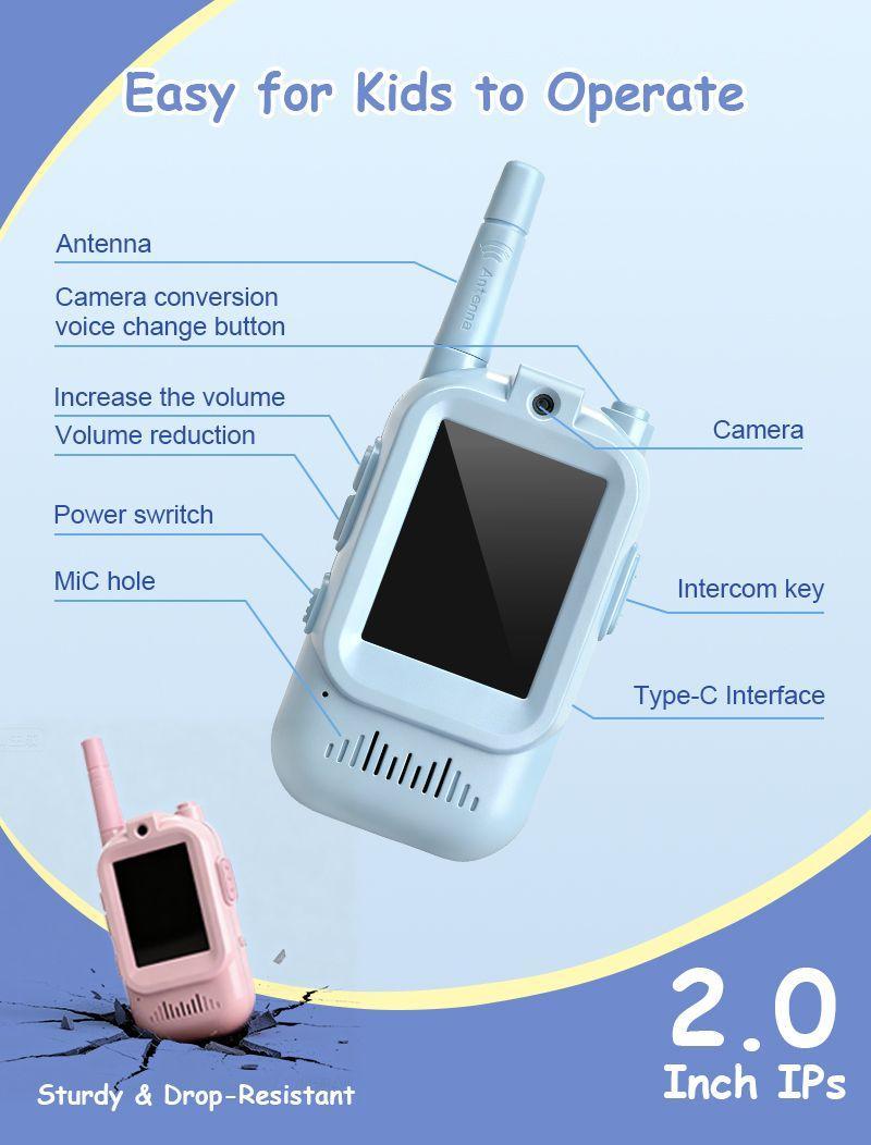 Video Walkie Talkies for Kids, Handheld 2 Pack Rechargeable Video Intercom Kids Walkies Talkies, Indoor Outdoor Toys for Family Games, Outside, Camping, Hiking for Boys Girls Ages 3-12 (Blue/Pink) Video Walkie Talkies for Kids, Handheld 2 Pack Rechargeable Video Intercom Kids Walkies Talkies, Indoor Outdoor Toys for Family Games, Outside, Camping, Hiking for Boys Girls Ages 3-12 (Blue/Pink)