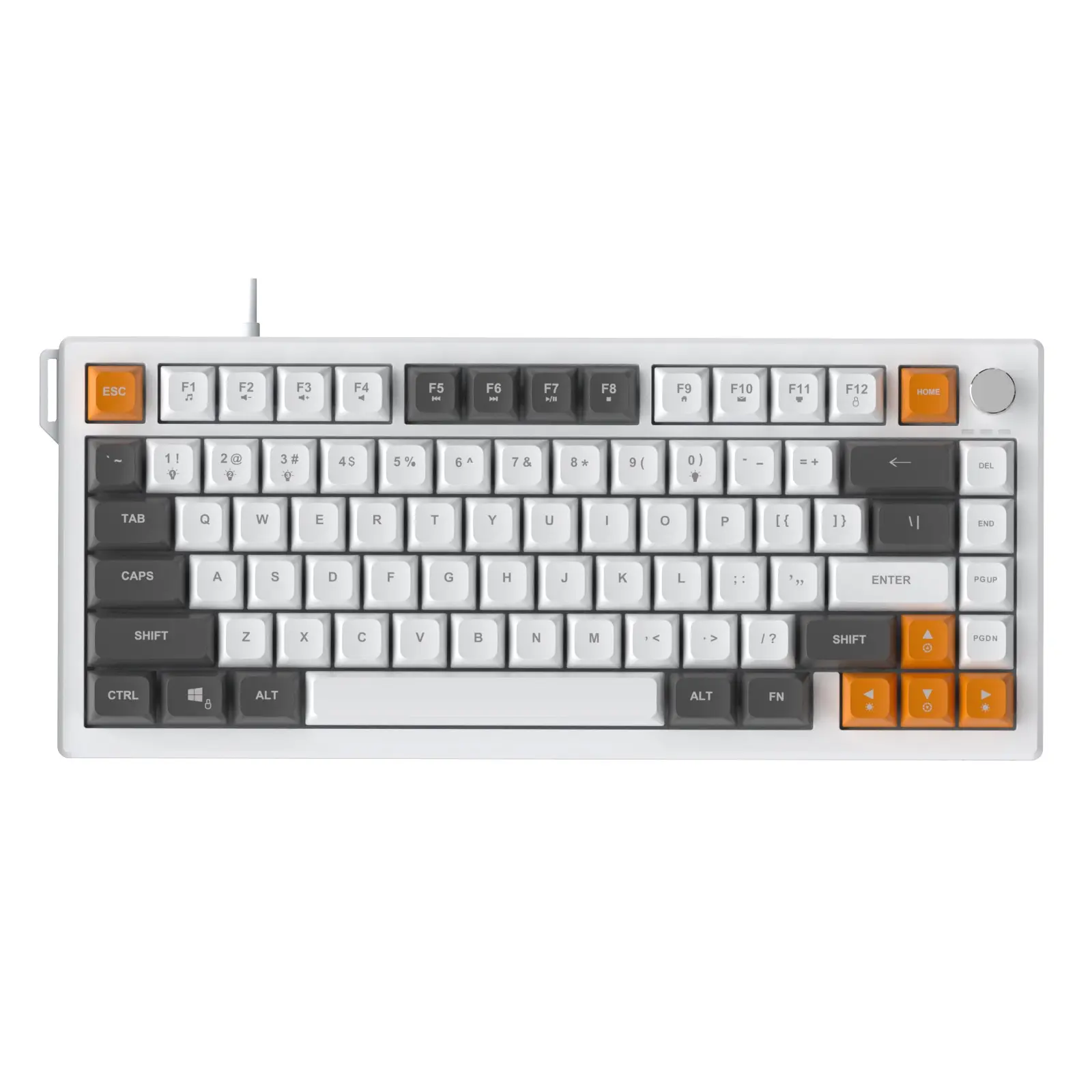 AJAZZ AF82 75% Layout Wired Gaming Membrane Keyboard Mute Key Multi functional Volume Adjustment Knob 82 Key Ergonomic Design Computer Office Membrane Keyboard Supports Multiple Systems Suitable for Esports Games and Office