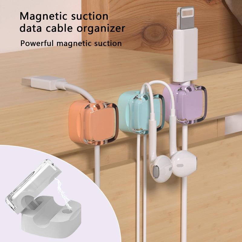 Magnetic Cable Organizer Set Adjustable Adhesive Clips for Tidy Cable Management Under Desk, in Car, at Home or Office (Mixed Colors)