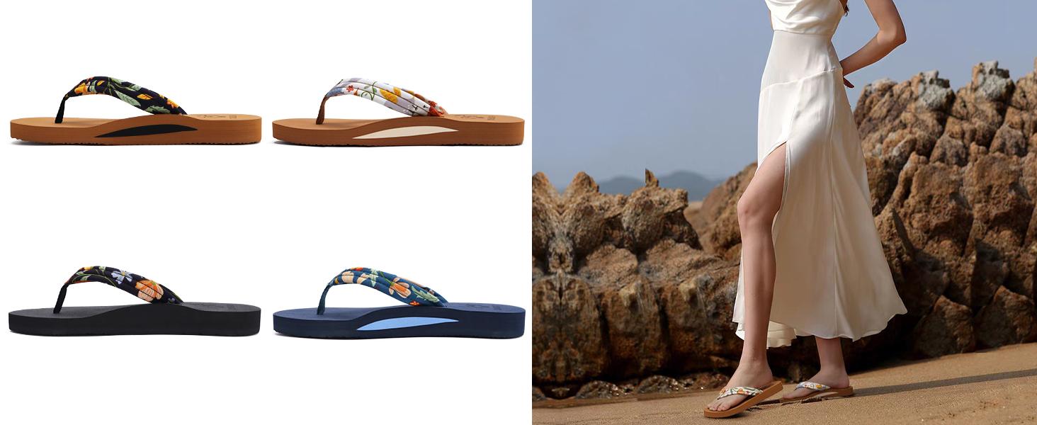 Flip Flops for Women with Arch Support Yoga Mat Comfortable Summer Beach Walking Thong Cushion Sandals Slip On Indoor Outdoor