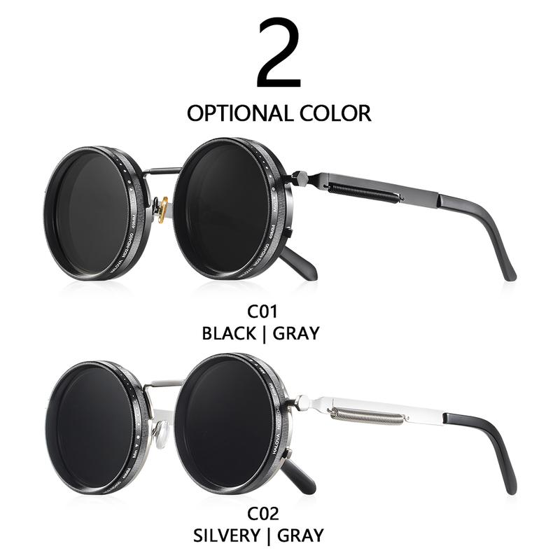Polarized Round Sunglasses ND9 Adjustable Dimming Men Women Retro Punk Men's Fishing Eyeglasses Outdoor Shades UV400
