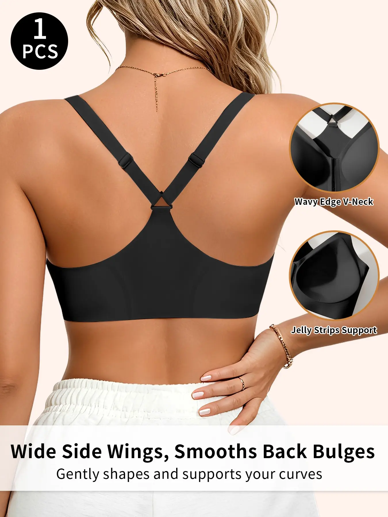 1/2 Pack Front Closure Bras for Women Racerback jelly Bra No Underwire Seamless Smooth Push Up T-Shirts Bras Supportive Womens Bralettes Underwear Basic