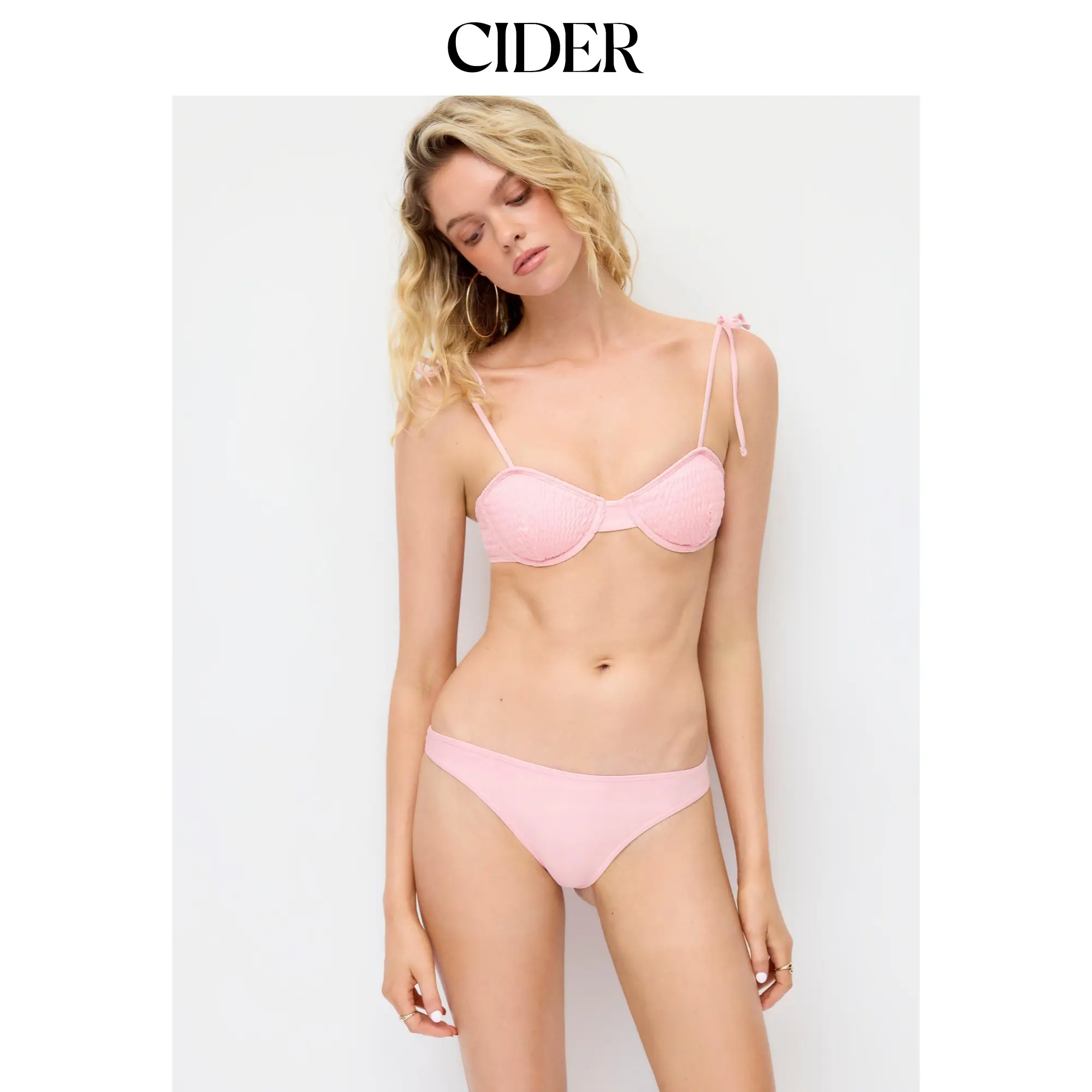 Cider Sweetheart Underwire Cheeky Smocked Bikini Set
