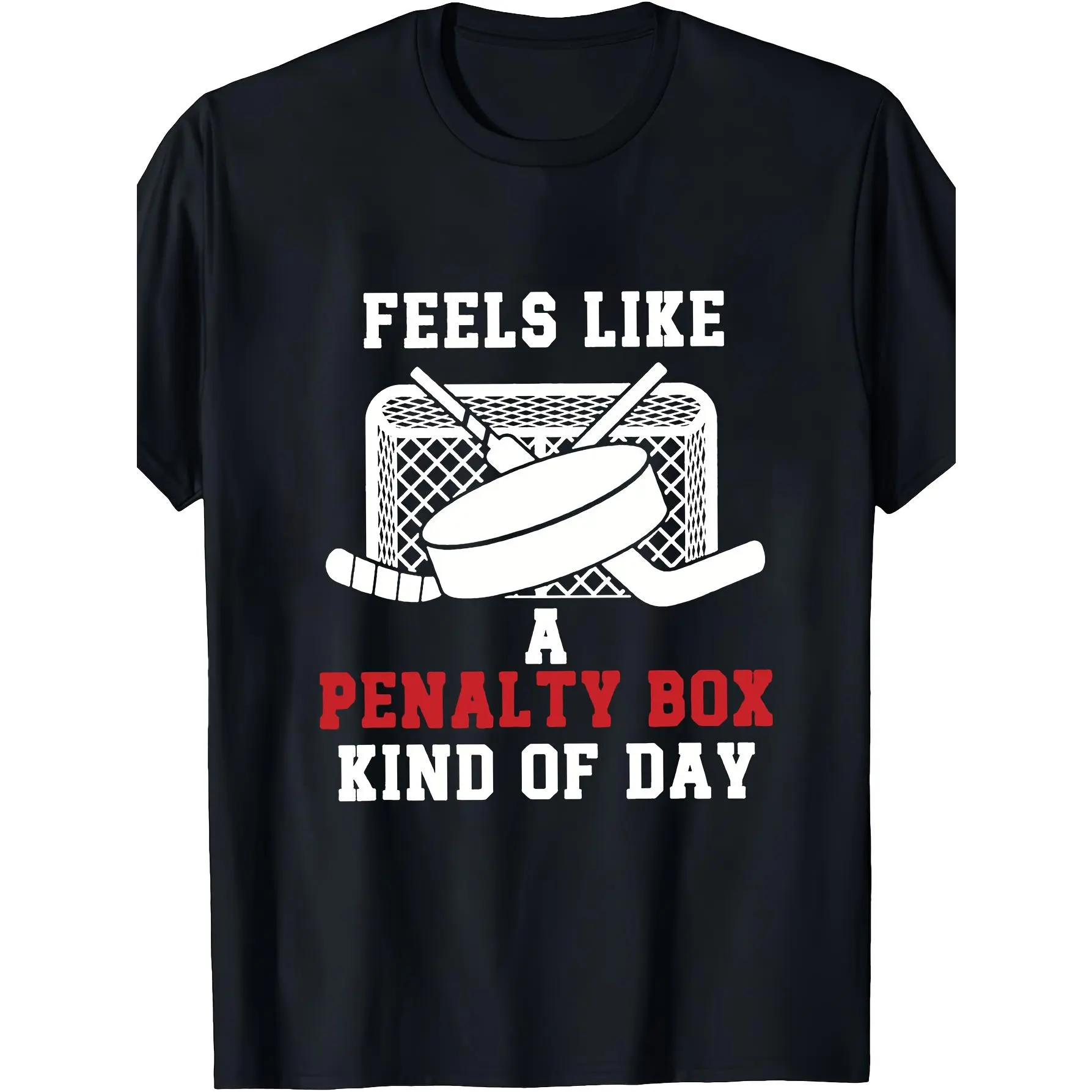1pc Men's Ice Hockey Goalie T-Shirt - "Feeling Like a Penalty Killer Day" Slogan, Casual Round Neck Tee Suitable for Sports Fans Gift, Machine Washable Hockey Apparel for Goalies & Supporters