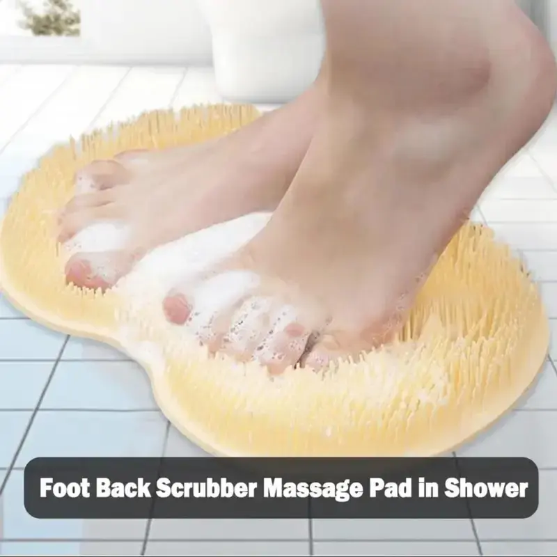 Lazy Back Massage and Foot Cleaning Pad, Anti-Slip Silicone Bath Pad with Strong Suction Cup