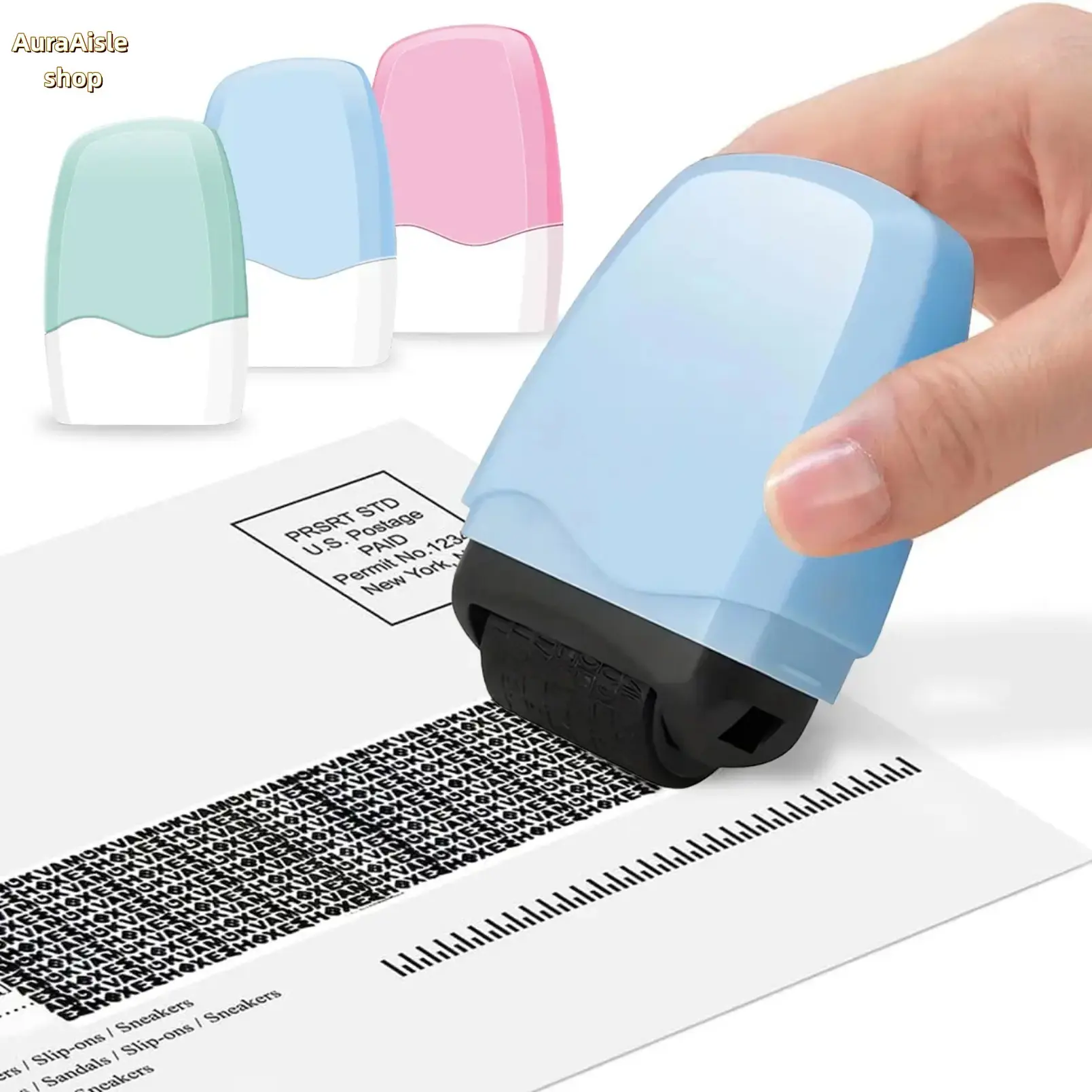 Identity Protection Roller Stamp, Privacy Security Tool For Blocking Address & Confidential Personal Info, Anti Identity Theft Blackout Stamp For Household Mail, Bills & Office Document Privacy Management