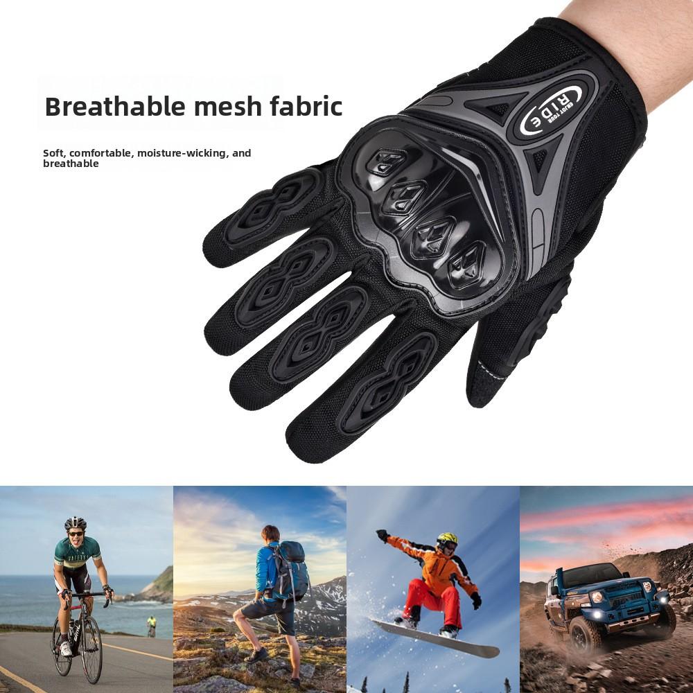 Motorcycle gloves Touch screen anti-drop equipment Breathable men's and women's locomotive riding Motorcycle off-road riding gloves