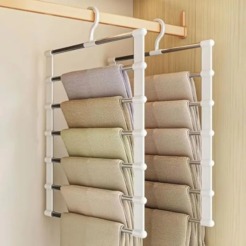 2 Pcs Ladder Pants Hanger, Space-Saving Design, Ideal for Pants, Leggings, Scarves, Ties, Sheets, Dorm Essential, Closet Organizer Hook