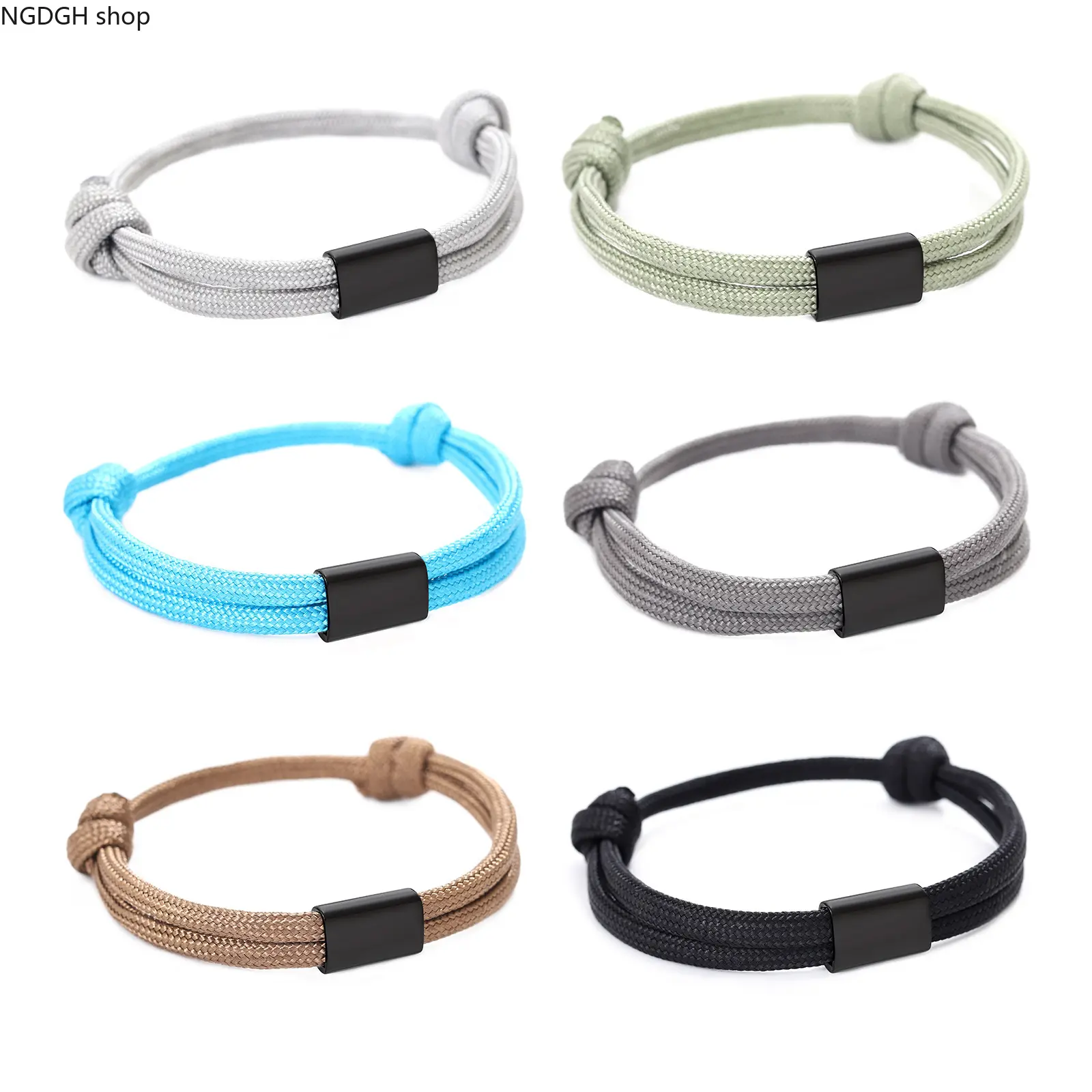 Unisex Casual Friendship Bracelets - Black Adjustable Braided Rope with Metal Bar Clasp, Minimalist Sports & Outdoor Daily Wear Jewelry Accessory