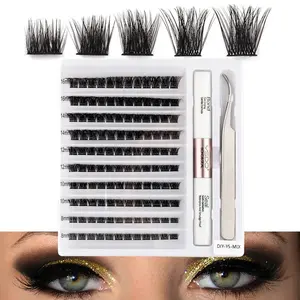 Viral European DIY Cluster Lash Extensions, Mixed 120D & 200D Clusters, Natural Lengthening Self-Adhesive Lashes, Perfect for Wedding & Music Festival Gifts