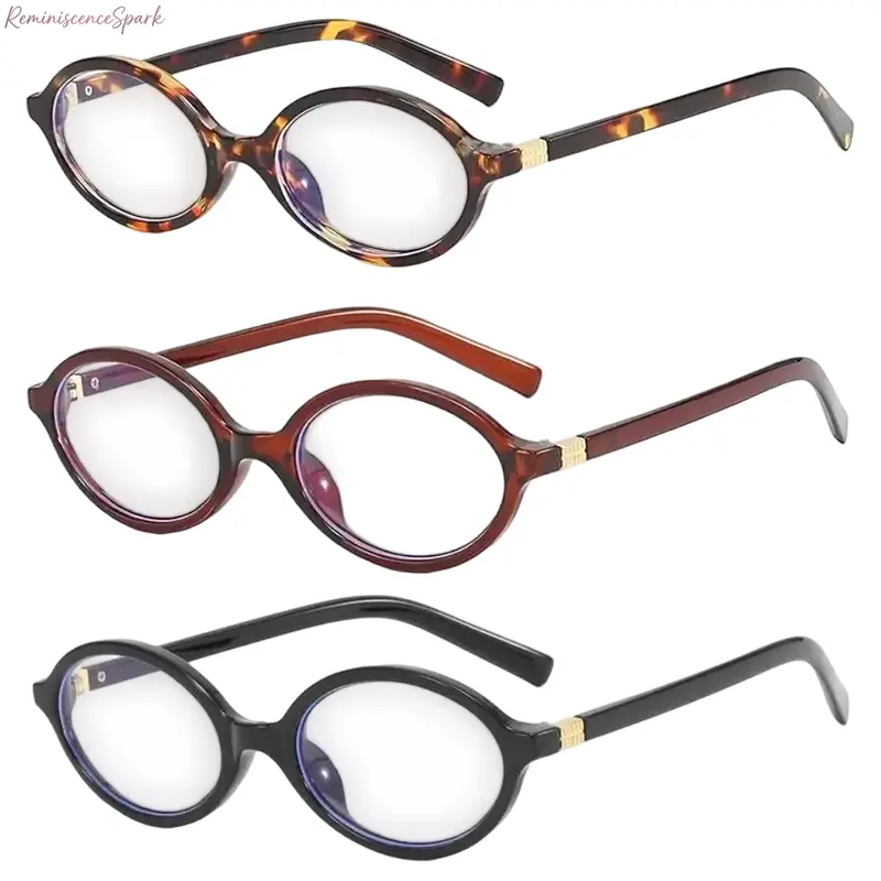 3 Pack 2026 New Unisex Vintage Small Oval Flat Top Glasses, Clear Lens Blue Light Blocking Eyewear, Sturdy PC Frame with Soft Comfort Fit, Eye Protection for Office Work, Computer Use & Long Daily Screen Time