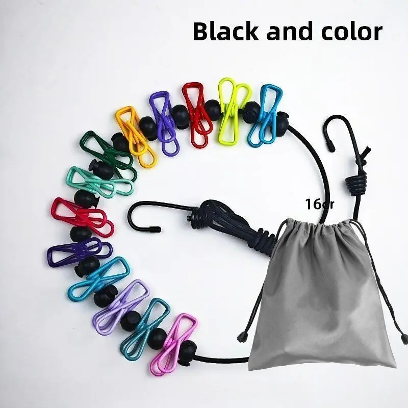 Colorful Portable Retractable Laundry Clothesline - Travel Drying Accessory with Compact Adjustable Windproof Design, Stretchy Elastic Cord, Storage Bag for Sports & Outdoor Use, Accessories, Camping, Beaches