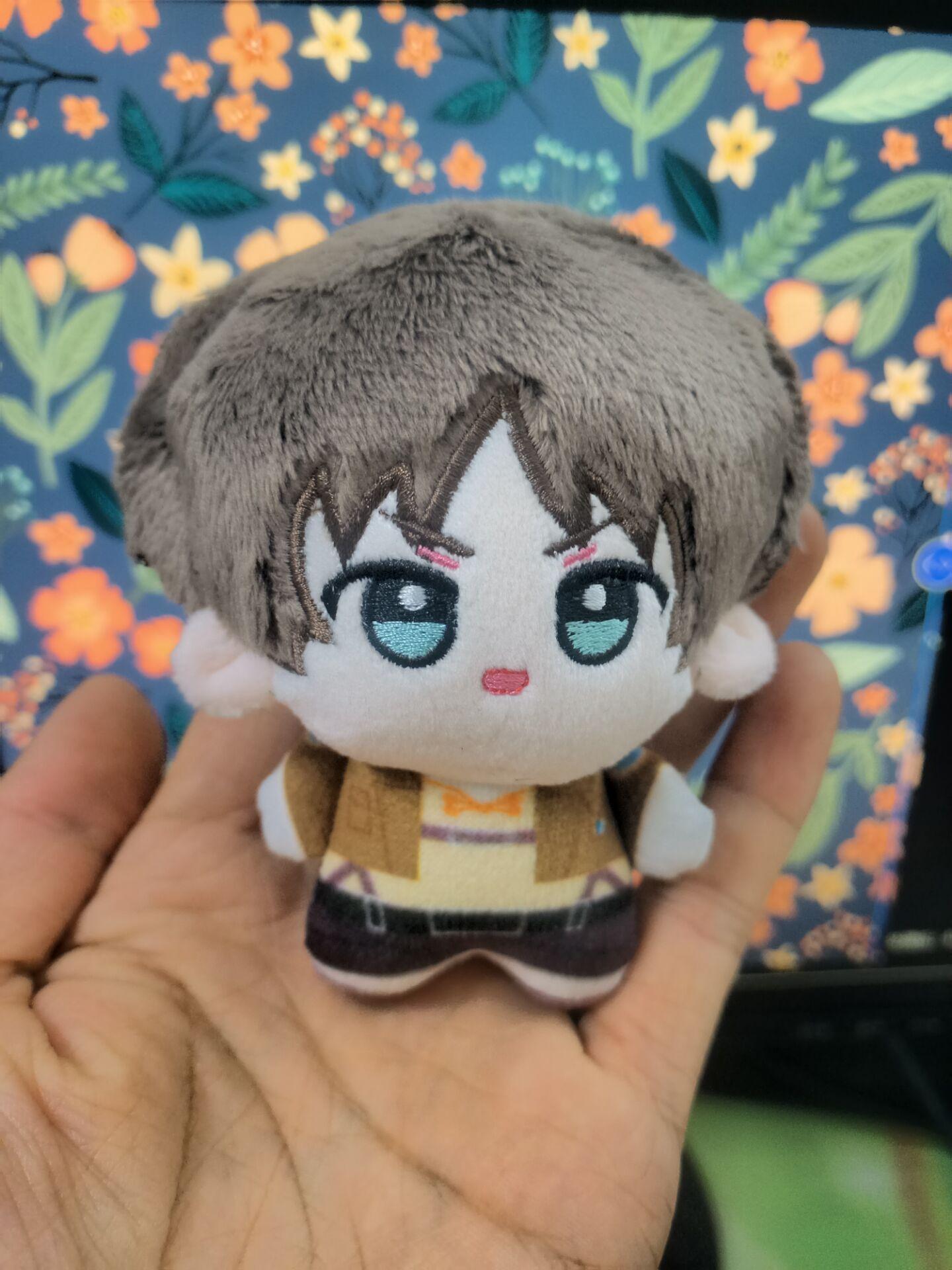 10cm Attack on Titan Eren Jaeger Stuffed Figure Keychains Accessories Kawaii Anime Mikasa Ackerman Dolls Backpack Pendant Model