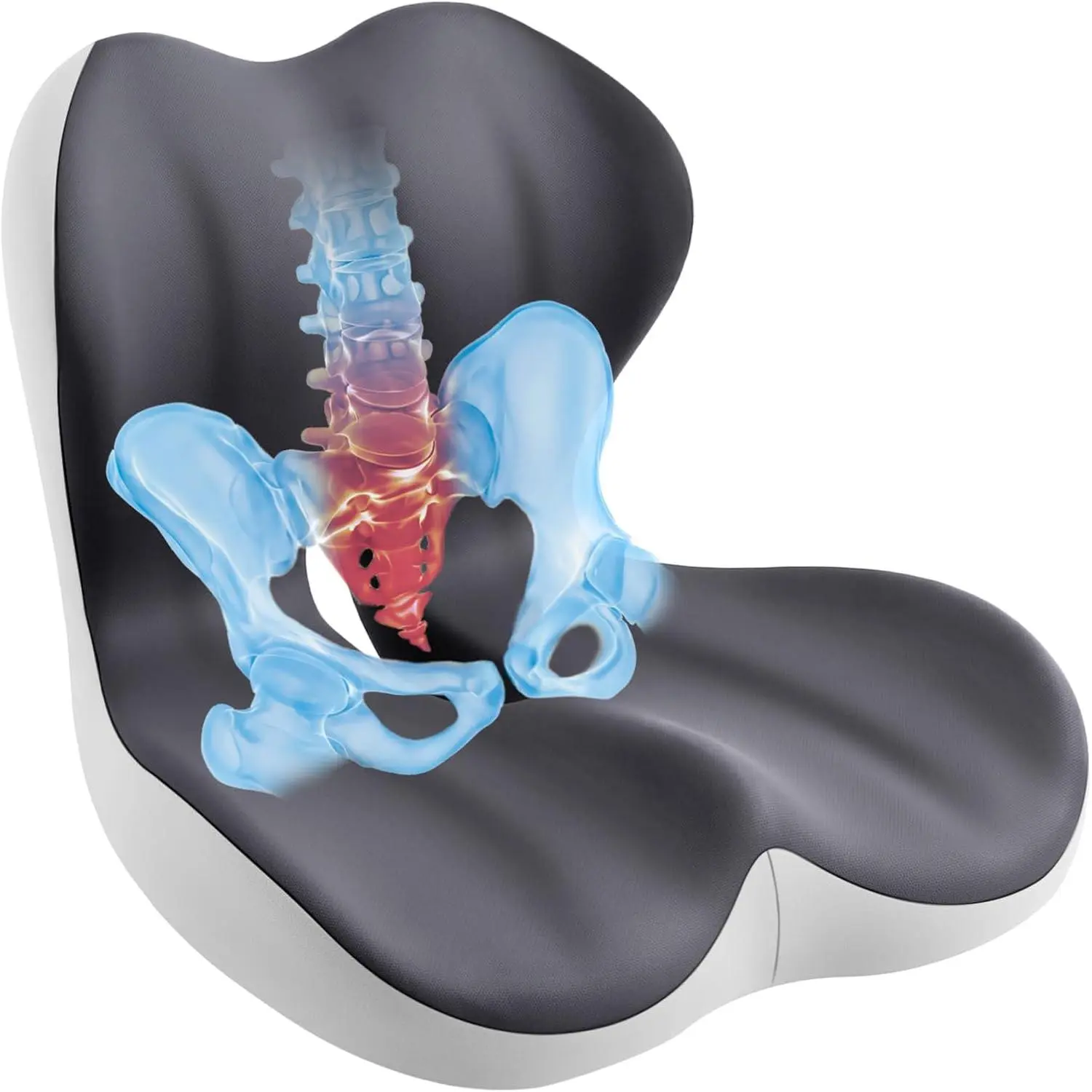 Back and Seat Cushion for Office, Back & Tailbone Pain Relief, Raised Cushion for Lumbar and Butt,-Sided Anti-Slip, Improves Sitting, Ergonomic Lumbar Cushion