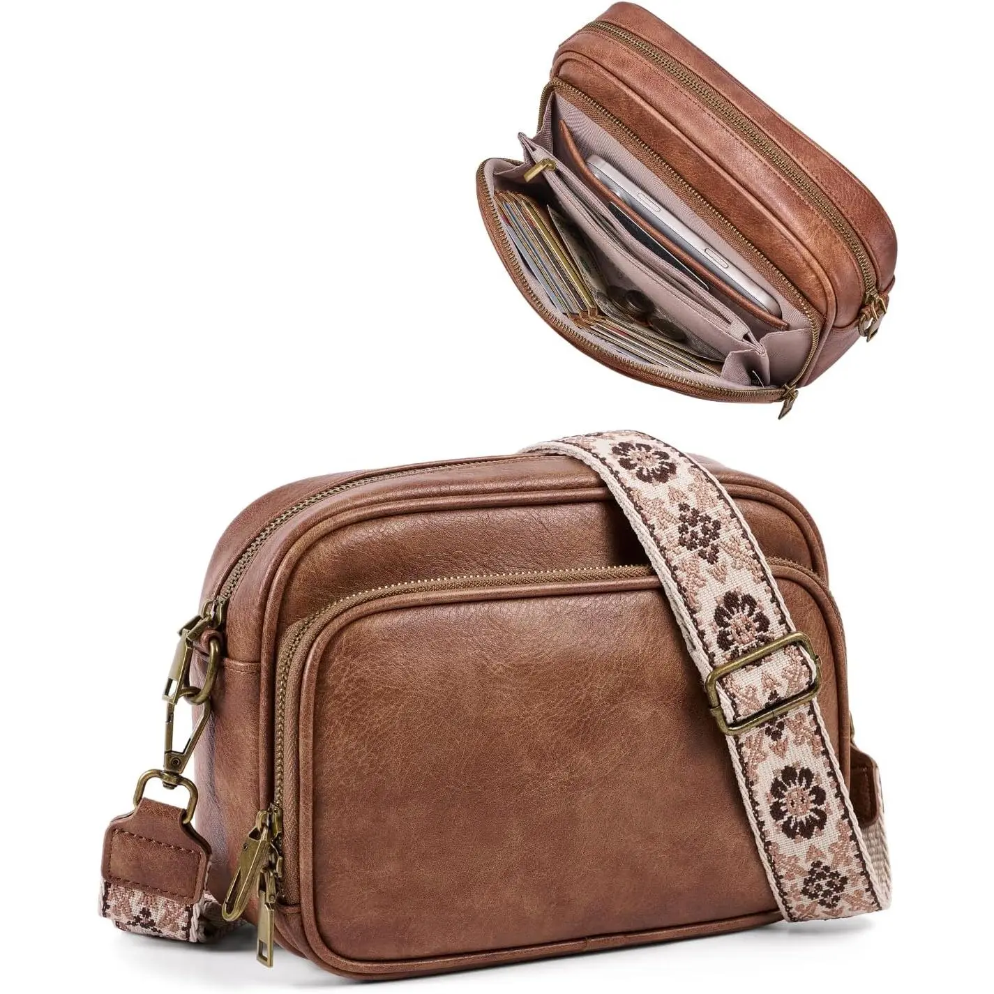 Crossbody Bags with -in Wallet, Anti- Travel Purse with Card Slots, Trendy Vegan  Bag for Women Men