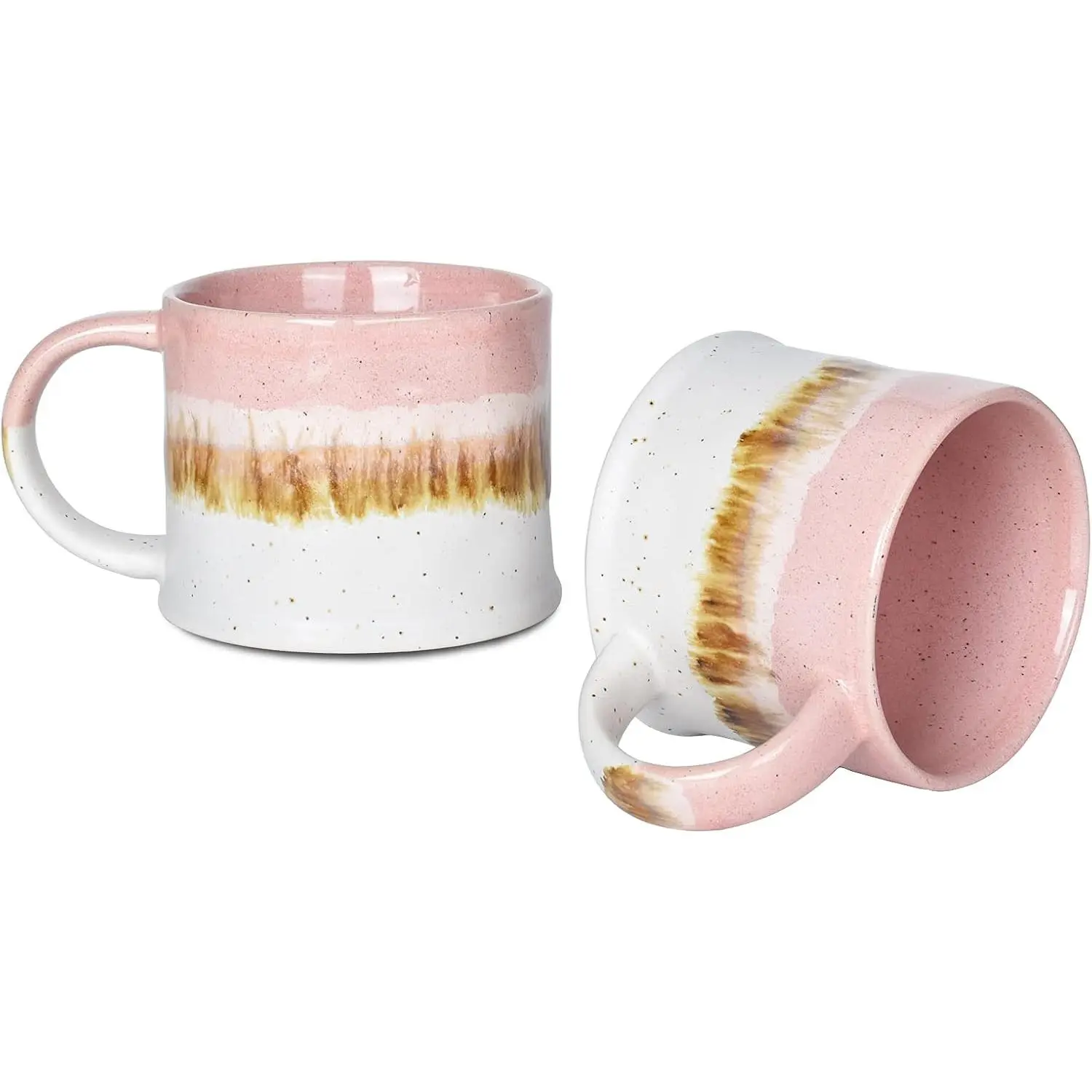 Medium Ceramic Coffee Mug Set of 2, 15 Oz, Big Stoneware  Cup for Office and , Dishwasher and Microwave Safe (, 2)
