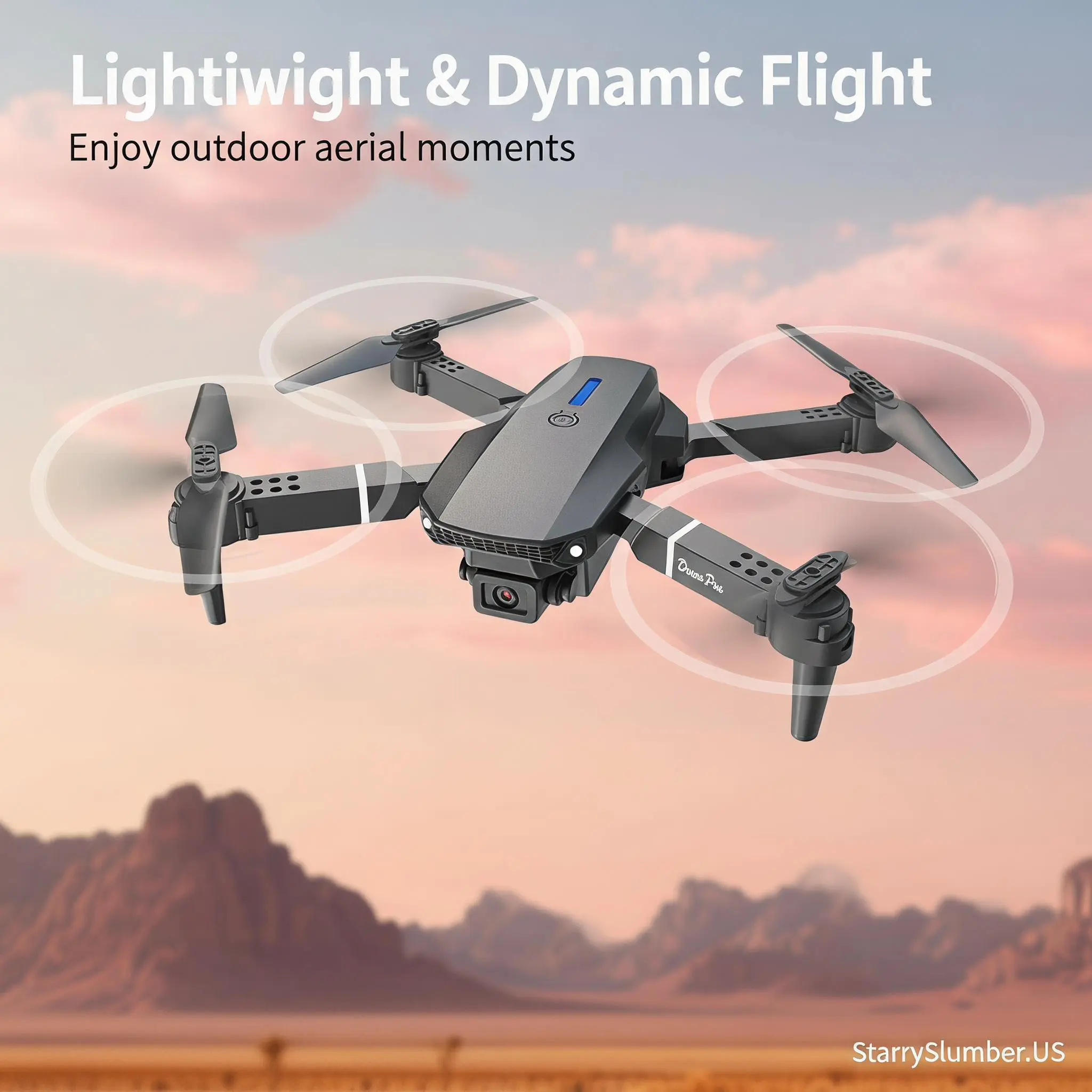 Starry Slumber-US Foldable Dual Lens RC Quadcopter Toy with Carry Case, LED Light & Complete Matching Accessories for Outdoor Daily Use