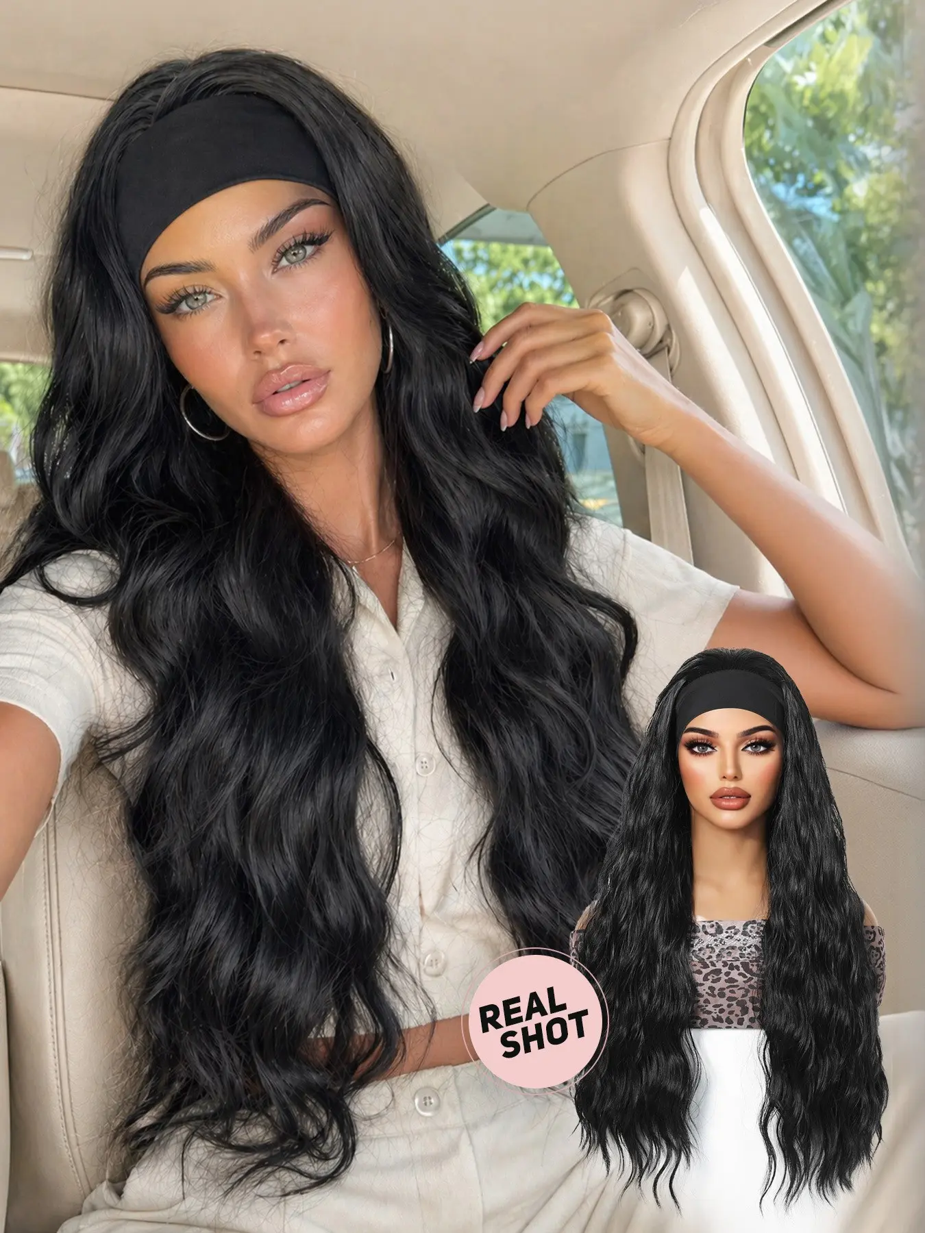 26-Inch Wavy Headband Wig, Medium Length, Soft and Voluminous, Strong Drape, Gentle Style for Daily Wear, All Seasons