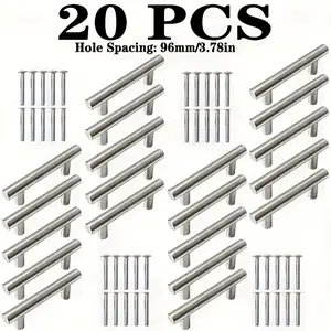 20 Pieces Stainless Steel Cabinet Pulls - T-Shaped Drawer Pulls, 150mm Length Furniture Handles, Cabinet Hardware Modern Style Pull, Easy-Grip Design, Suitable for Kitchen, Office and Commercial Use, Corrosion Resistant, Furniture Handle Upgrade, Drawer P