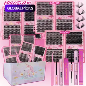 1920-Piece Lash Clusters Kit, 10–18 mm D Curl, 30D/40D/50D/60D, 4 Styles Natural Volume Individual Eyelashes Set with Lash Bond & Seal, Remover & Tweezers, Easy DIY at Home, Ideal for Daily Makeup & Beginners