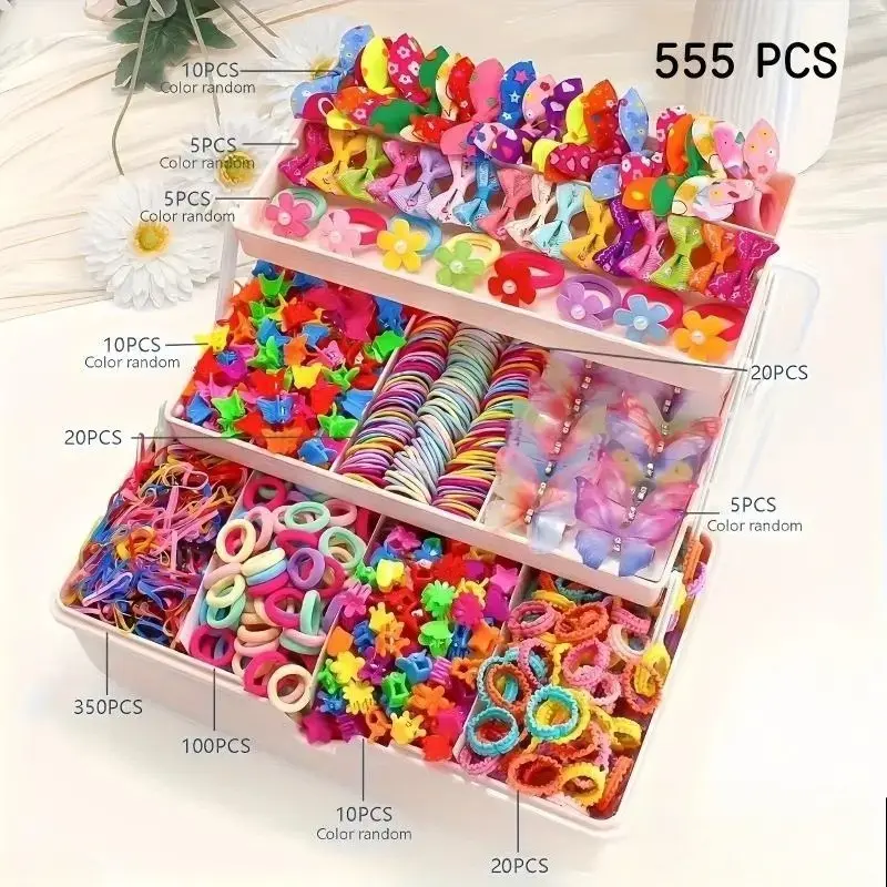 All-in-One Hair Accessories Set, Cute Princess Barrettes & Elastic Scrunchies Pack, Viral Mixed Hair Clips Kit for Girls, Soft Stylish Hair Decor for School, Birthday Party, Dress Up and Daily Outfits