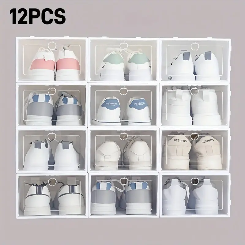Transparent Shoe Storage Box, Plastic Dust-Proof Antioxidant Multi-Layer Foldable Shoe Rack, Clear Drawer Dormitory Shoe Cabinet, Clear Shoe Boxes