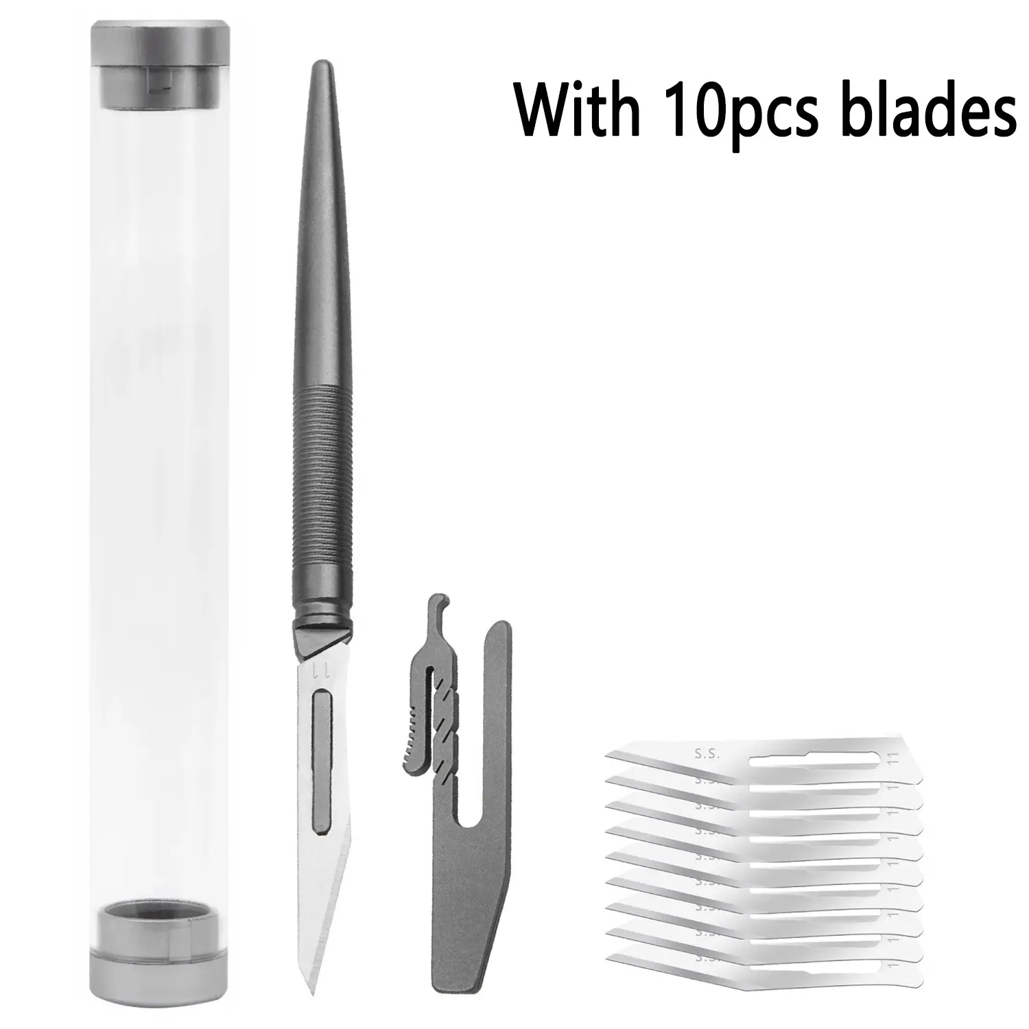 Titanium Carving Knife, Handmade DIY Knife, Paper Cutting Tool, Includes 10 Replaceable Blades, Fk35 Model, Essential Craft Kit