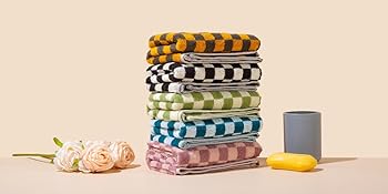Hand Towels 5 Pack Cotton Face Towels Soft, Absorbent, and Decorative Checkered Design for Bathroom, Kitchen, Gym, and Spa 13 x 29 Inches for Any Occasion