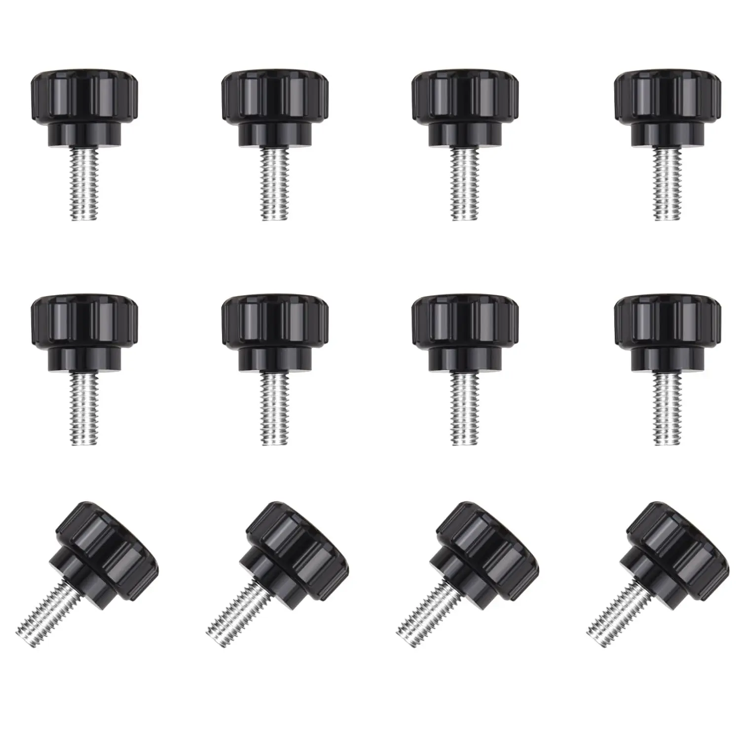 12 Pcs M4 x 10mm Threaded Knurled Thumbscrews Vesa Mount Monitor Screws Carbon Steel Clamping Knobs Grip Thumb Screws for Mounting