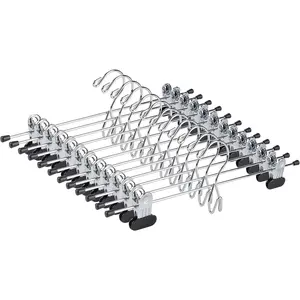 12 Pack Heavy Duty Add on Metal Pants Skirt Hangers, Stackable Add-on Metal Clothes Hangers with 2-Adjustable Clips, Cascading Clip Hangers Space Saving for Jeans, Slacks