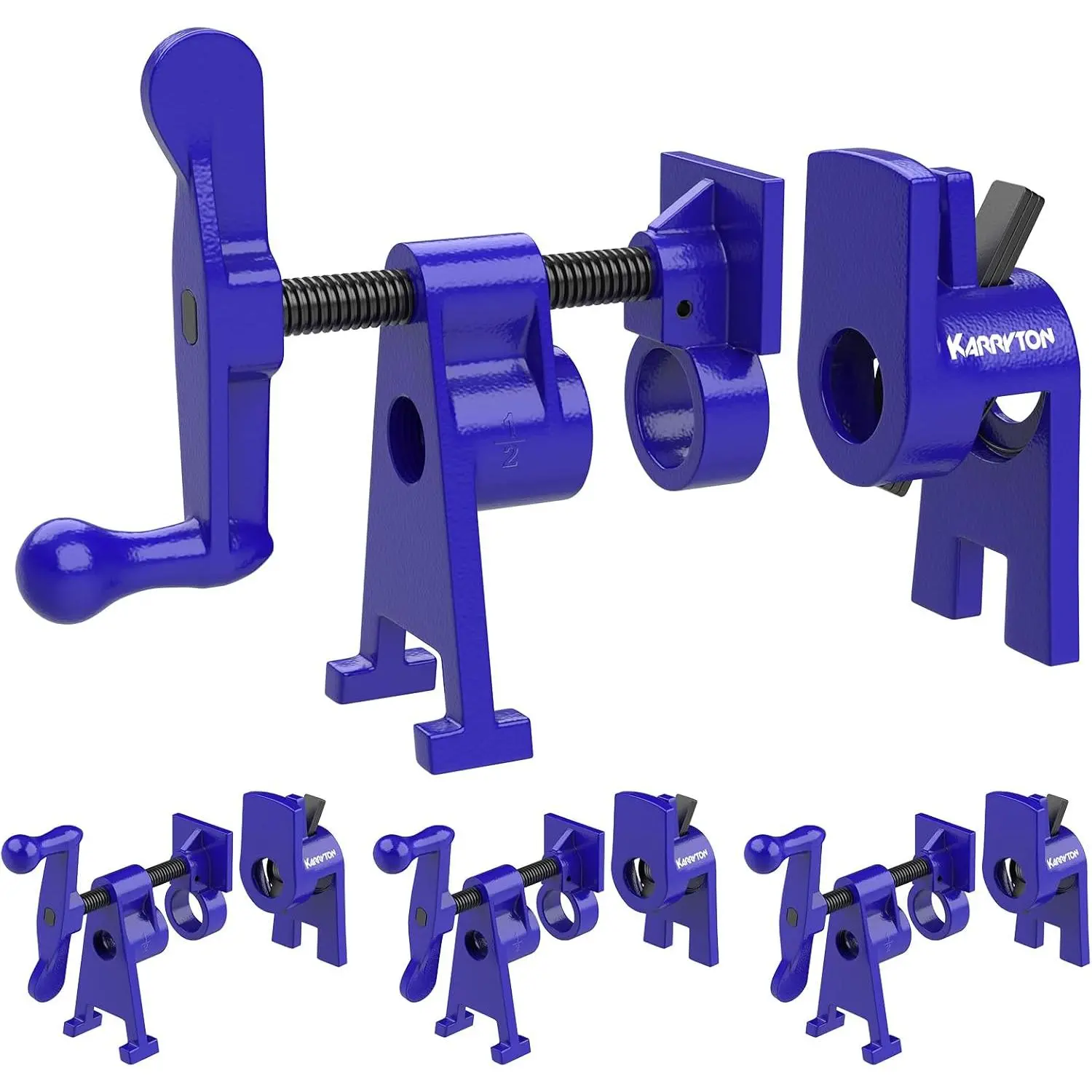 1/2 Inch Heavy Duty Pipe Clamps for Woodworking, H-Style Wood Gluing Clamps, Adjustable Pipe Clamp Tool for Furniture, Cabinet Making & DIY Projects (Set of 4)