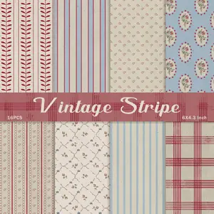 Scrapbook Paper,16 Sheets 4.1x5.8 Inch  Stripe Style Scrapbook Supplies,Single-Sided  Origami Decoupage Paper for DIY Crafts, Card Making, Art Journaling