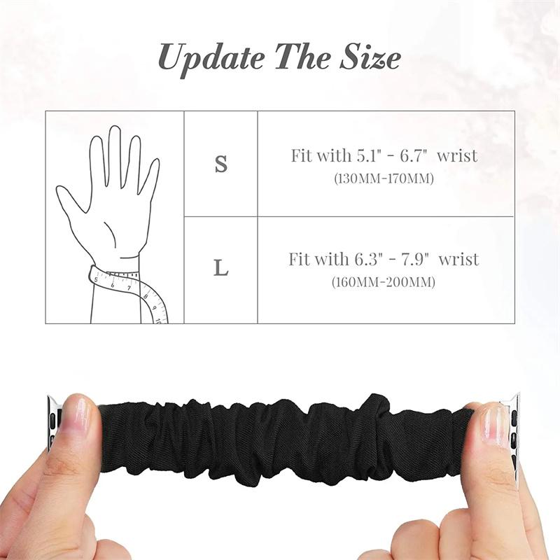 4-Pack Scrunchie Elastic Nylon Watch Bands for Apple Watch – Hair Loop Strap 38–49mm (Series 1–8, SE, Ultra)