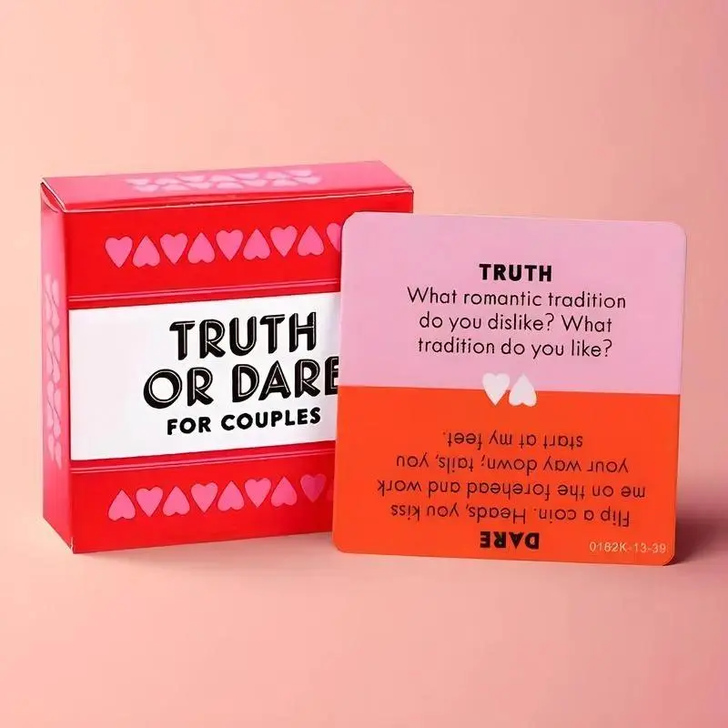 Truth or Dare Card Game for Couples - 50 Fun & Romantic Cards with Spicy Challenges to Deepen Connection, Great Couple Intimacy Gifts for Date Night, Win, Valentine's Day, Anniversary, Couple Gifts For Adults, Truth/Dare
