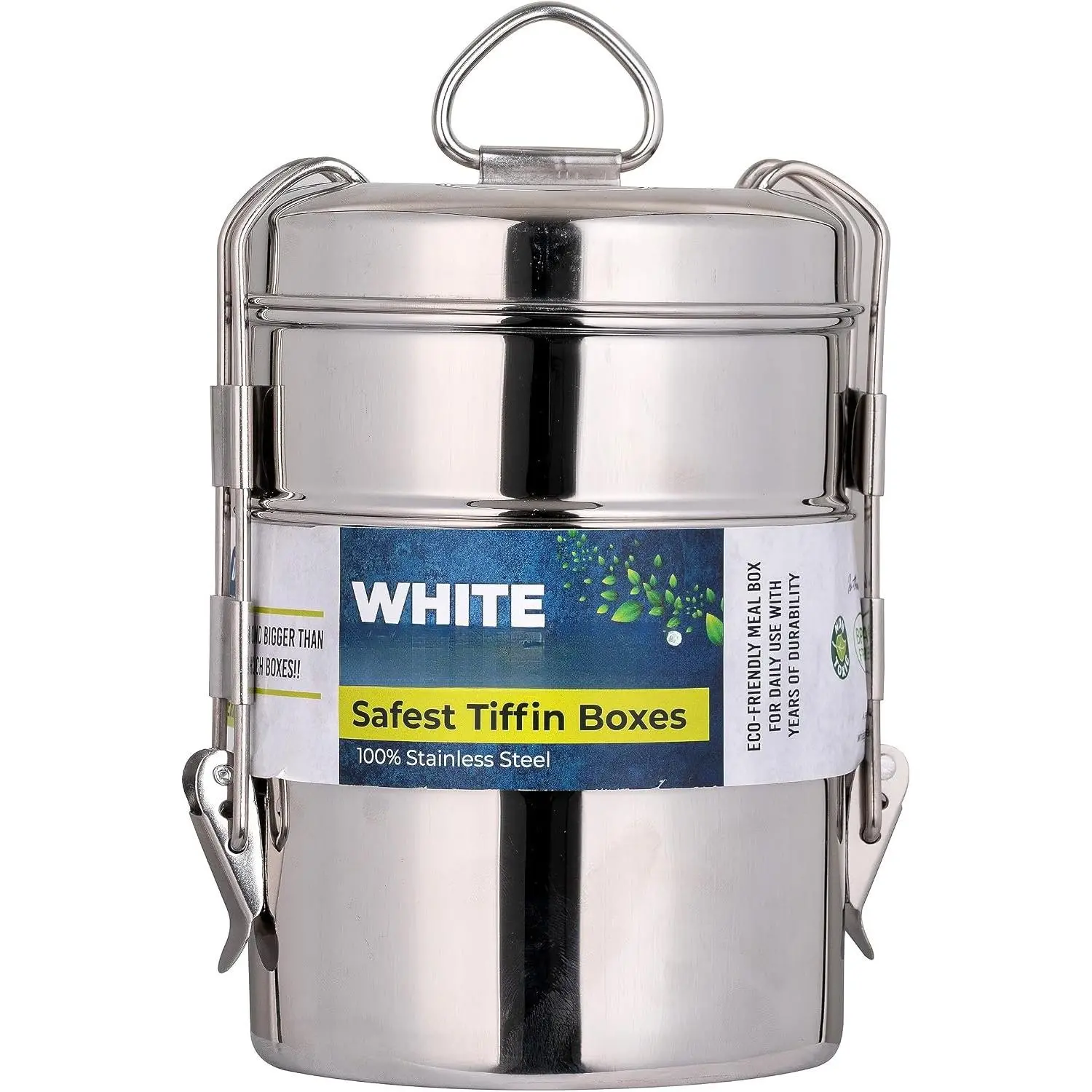 Stainless steel Lunch Box For ,  & Adults, Indian Tiffin Bento Box - Three Compartment  Storage Containers For Work/School/Office/Camping, Dishwasher safe (3 Tier)