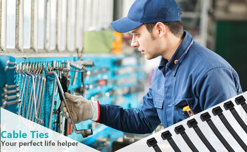 800 Pack Zip Ties Assorted Sizes 4+6+8+10+12 Inch Cable Ties 50lbs Tensile Strength Black Cable Zip Tie Heavy Duty Plastic Tie Wrap Assortment Cord Management for Home,Office,Workshop,Gardening