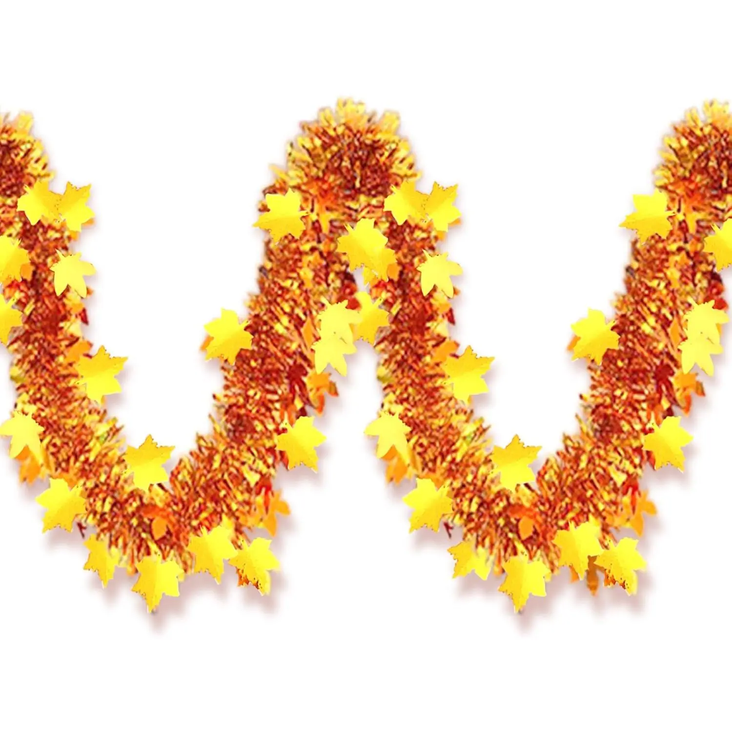 33Ft Thanksgiving Fall Tinsel Garland Shiny   Maple Leaf Metallic Twist Garland Autumn Decor for Fall Party Door Tree Garlands Decorations - ()