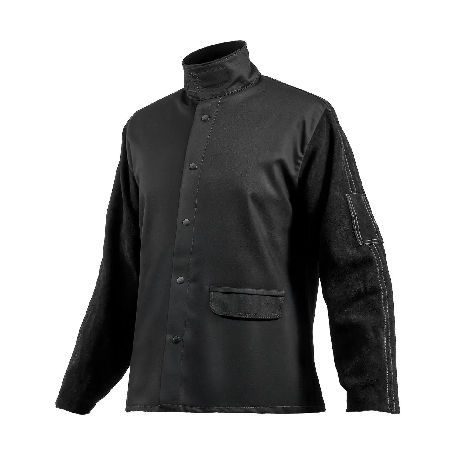 【toolupgrade】VEVOR Flame Resistant Welding Jacket, Heavy Duty Split Cowhide Leather Sleeves+ 9 oz. FR Pure Cotton Body, Heat-Resistant Welding Safety Jacket for Welder Fitters - XL Size