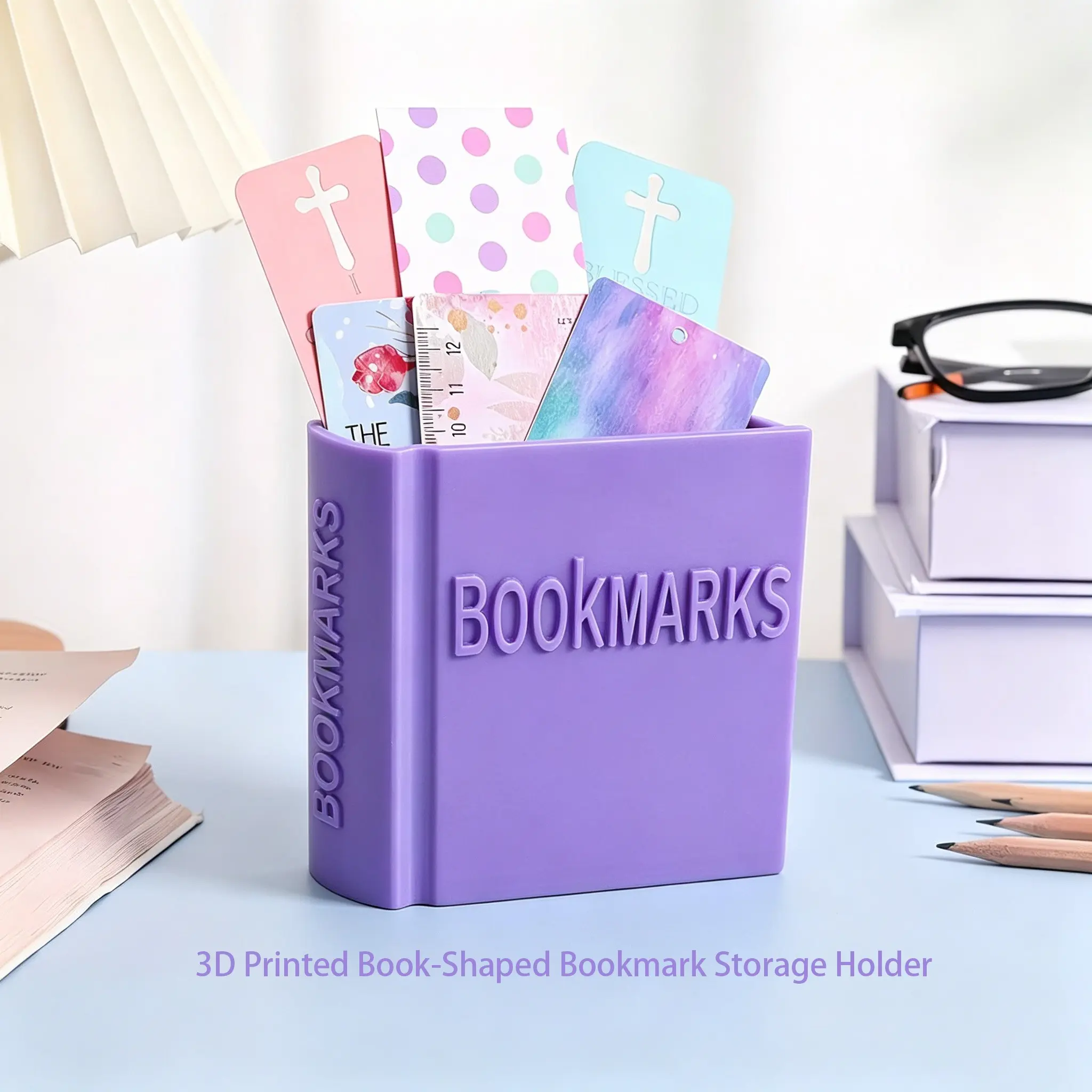 3D Printed Book Shape Bookmark Holder, a perfect desk organizer to keep your desk neat and tidy for office and study use, Office Supplies