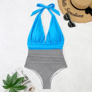 Women's New Open-Back 1-Piece Swimsuit - European Modest Tummy Control Monokini for Cross-Border Wholesale Bathing Suit