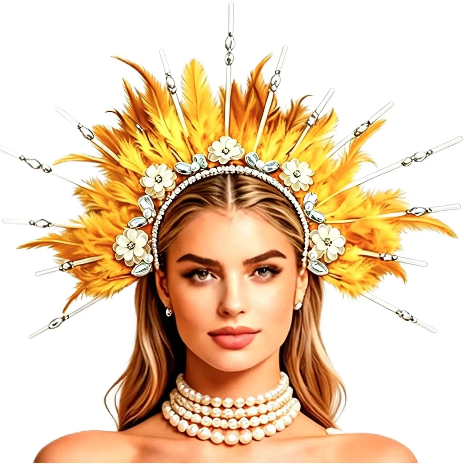 Feather Headpiece 1920s Carnival Accessories Headdress Mardi Gras Rave Festival for Women Flapper Costume Supplies